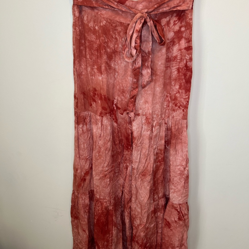 NWT Women’s Eesome Pants Medium Wide Leg Waist Tie Pull on dye print